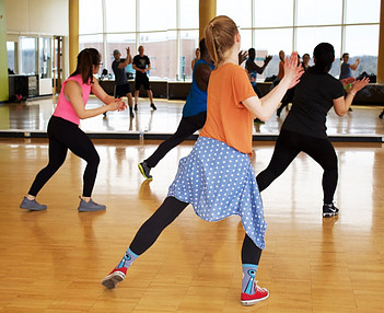 Image photo: A group of women is practicing Zumba dance in a studio