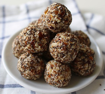 Image photo: oatmeal peanut butter energy balls on a white plate